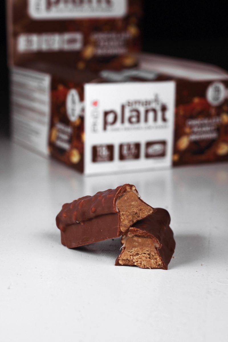 Chocolate peanut brownie vegan protein bar